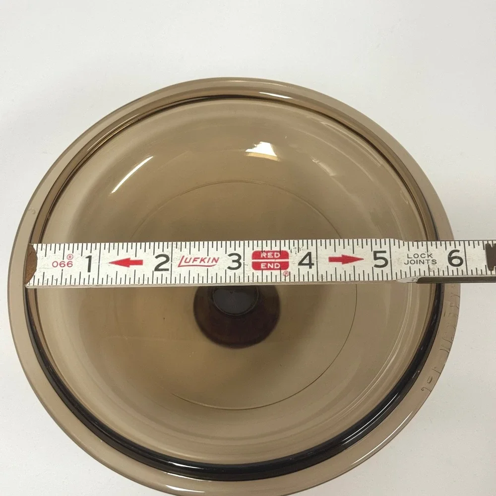 Pyrex Visions V-1-C Amber Glass Replacement Lid 6 Inch Brown Transparent